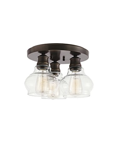 Kichler 48104ORZ Schoolhouse 3-Light Flush Mount, Oil Rubbed Bronze