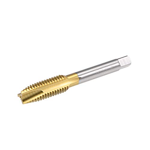 uxcell Spiral Point Plug Threading Tap UNC 1/2-13 Thread, Ground Threads H2 3 Flutes, High Speed Steel HSS 6542, Titanium Coated, Round Shank with Square End