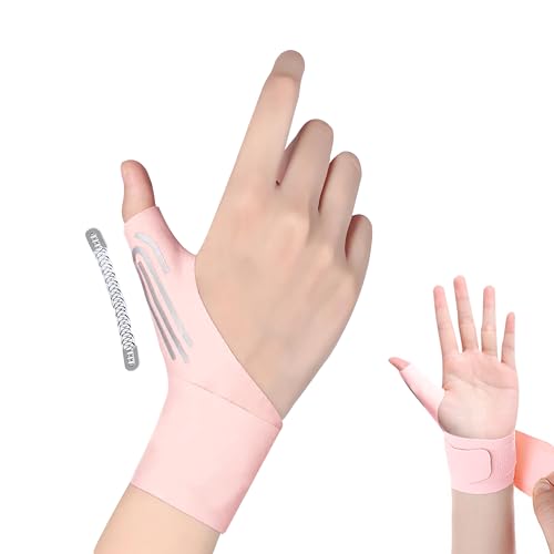手首 親指 サポーター【理学法士の推薦】【双方向加圧固定/内蔵スプリングバー】 保護 圧力調節 親指付け根サポーター 怪我防止 軽量 吸汗速乾 通気性 肌に優しい スポーツ 家事 育児 パソコン/スマホ操作 男女兼用 (左, ピンク)