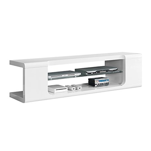 Monarch Specialties , Tv Console, High Glossy With Tempered Glass, White, 60"L #TOP1