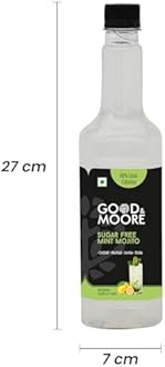 GOOD&MOORE Sugar free Mint Mojito Syrup | For Cocktail, Mocktail, Sodas, Ice-teas and more | Diabetic Friendly | Concentrated Syrup | Ready to mix | Premium Syrup | 25.36 fl.oz/ 750ml | Perfect for gifting at Diwali, Thanksgiving and Christmas | Festive Gifts