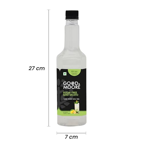 GOOD&MOORE Sugar free Mint Mojito Syrup | For Cocktail, Mocktail, Sodas, Ice-teas and more | Diabetic Friendly | Concentrated Syrup | Ready to mix | Premium Syrup | 25.36 fl.oz/ 750ml | Perfect for gifting at Diwali, Thanksgiving and Christmas | Festive Gifts