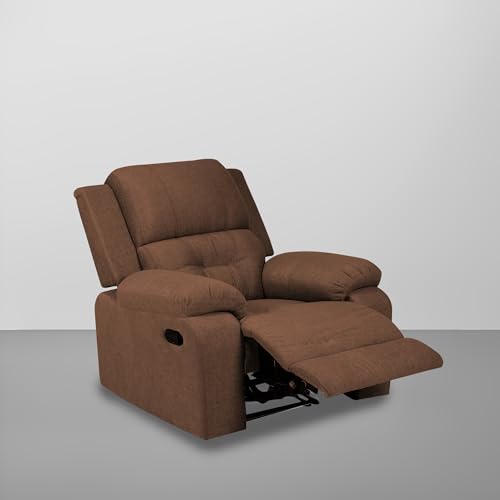 Image of Casaliving Taylor Comfy Fabric Single Seater Recliner Chair, Recliner Sofa for Relaxing, Brown, Modern, Medium Size