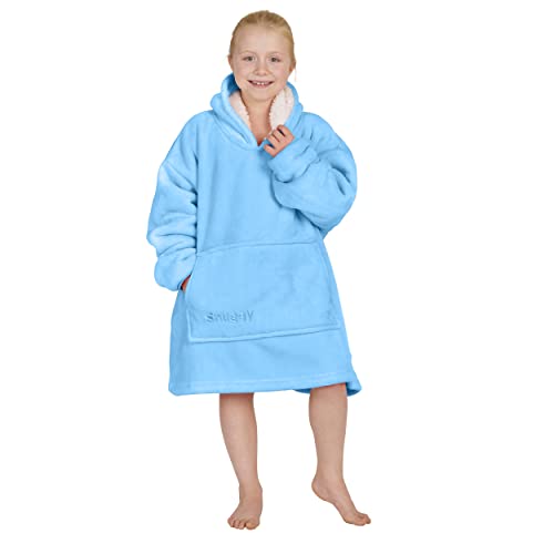 Snuggy Übergroße Decke mit Kapuze für Kinder, Einheitsgröße, gemütlich, flauschig, warm, mit Tasche vorne, tragbare Decke für Jungen und Mädchen Cover