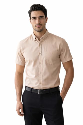 Kuons Avenue Men’s Oxford Cotton Formal Shirt | Half Sleeve | Tai...