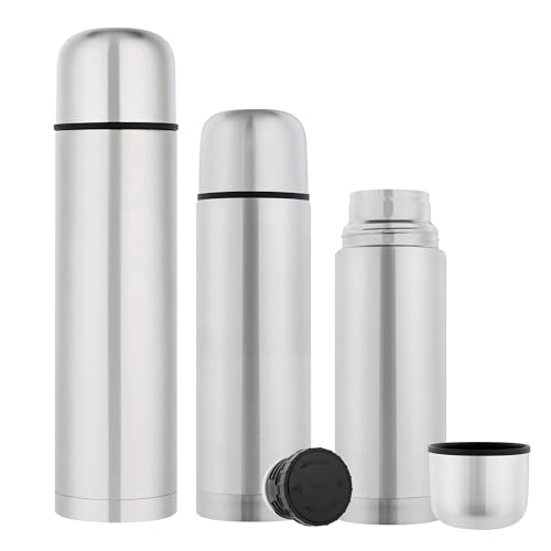 GRÄWE Isolierflaschen-Set 3-teilig Edelstahl 0,35 Liter,0,5 Liter und 1 Liter - Silber