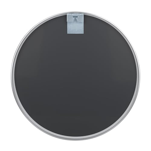 Image of Art Street Round Decorative Wall Mirror with Aluminum Metal Frame Silver | Modern Design Vanity Mirror for Makeup, Bedroom, Drawing Room, Bathroom Wash Basin (Silver, 60x60 cm)