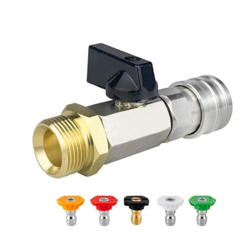 MonoSora Válvula de bola para lavadora de alta presión con conector rápido e interruptor de encendido/apagado de 4500 PSI de acero inoxidable y latón para modelos Kaichi