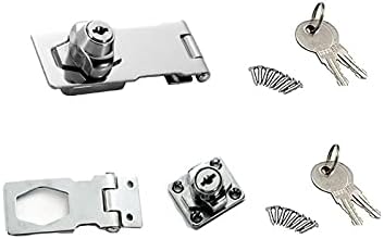 JBPLZ 2Pack Door Lock Hasp 65mm/80mm/105mm Keyed Hasp Lock for Shed Door/Window, Furniture Gate, Cabinets, Boxes (3in)