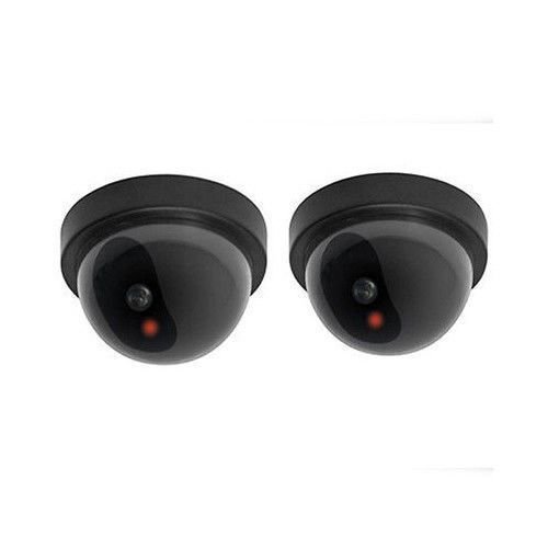 Fake 2 x Attrappe, realistische Überwachungskamera, mit blinkender roter LED