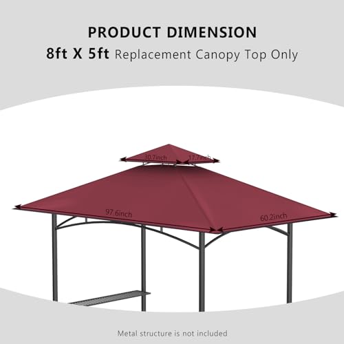 image for Iheqard Grill Gazebo Replacement Canopy Top Only - 5' x 8' Outdoor BBQ