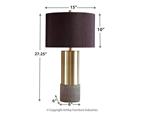 Signature Design By Ashley Jacek Modern Contemporary Table Lamp, 2 Count, Gray & Brass Finish #TOP5