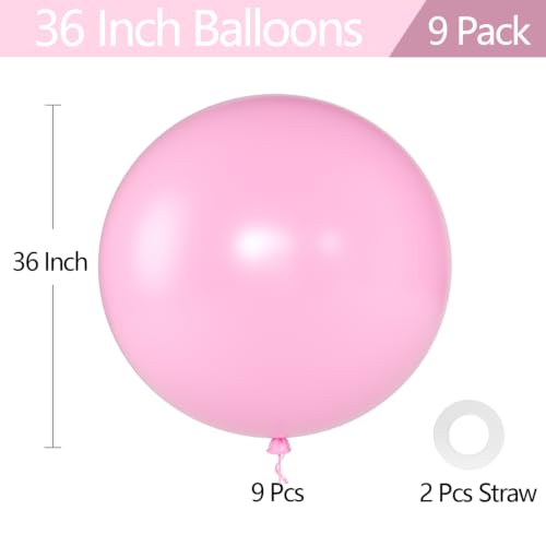 Image of KALOR Pink Giant 36 Inch 9pcs Large Latex Balloons