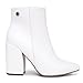 Nautica Women's Block Heel Ankle Bootie Pointed Toe Mid Side Zipper Winter Boot-Yeva-White Size-8.5