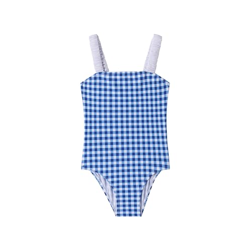 Image of LIZENS Girls One Piece Swimwear Checker Print Ruffles Bathing Suit for Kids Size 2-12