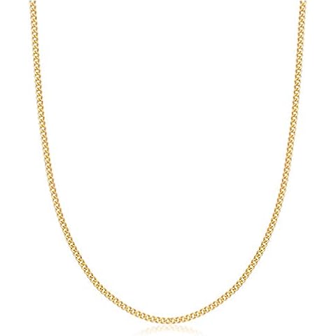 Barzel 18K Gold Plated Curb/Cuban Link Chain Necklace 2MM, 3MM, 4MM, 5MM For Women or Men - Made In Brazil (20 Inches, 2MM Gold) Cover