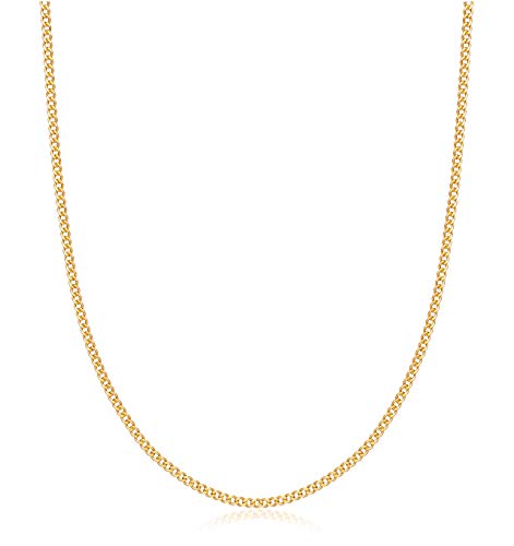 Barzel 18K Gold Plated Curb/Cuban Link Chain Necklace 2MM, 3MM, 4MM, 5MM For Women or Men - Made In Brazil