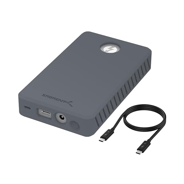 SABRENT SSD M.2 Gehäuse Dual Bay, 1500Mbps Thunderbolt 3 Docking Station USB C fur Aluminium Externes für Zwei M2 NVMe mit Netzteil Unterstützt 2242, 2260, 2280, Thunderbolt Kabel enthalten (EC-T3DN)