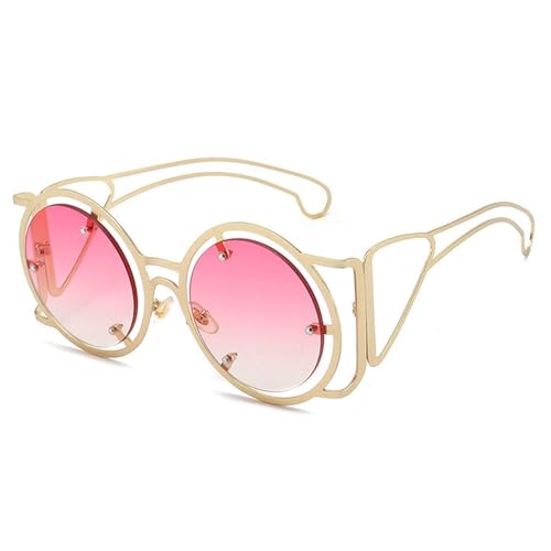 Lunettes UV400 protection solaire totale et monture punk métallique ronde pour femme active