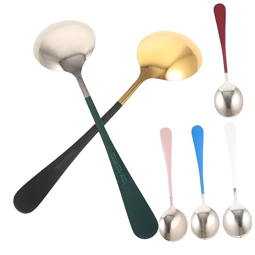 HOLIDYOYO 6Pcs Stainless Steel Soup Spoons Stirring Spoons for Home Use and Lightweight Kitchen Utensils Craftsmanship and Unique Design