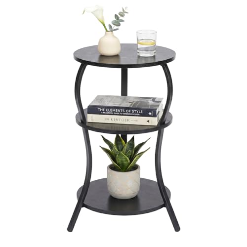 Vintage Small Round Side Table, 3-Tier Slim Waist Circular End