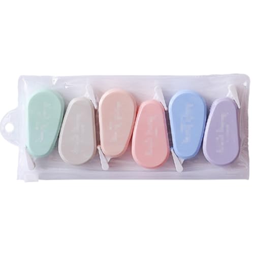Loopunk Mini Correction Tape Correction Rollers Pocket Correction Tape 6 Pack Multicolor Elegant Unisex Fantasy 3mm 0.09kg Water Based Writing Correction Correction Tape