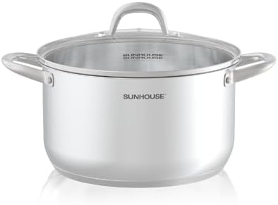 SUNHOUSE 8 Quart Stock Pot with Lid - 3-Ply Bottom Stainless Stee...