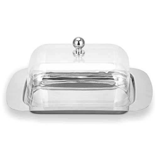 Beurrier en acier inoxydable avec couvercle - Pour 250 g de beurre, boîte à beurre, boîte à beurre, boîte à beurre pour restaurant et maison
