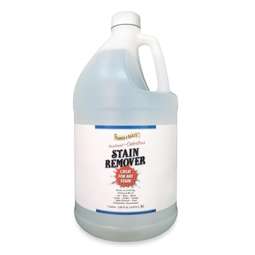 Parker & Bailey Liquid Stain Remover - Instant Stain Removal on Laundry Clothing Fabric Ink Grease Blood Grass Coffee Wine Food Carpet Upholstery Spot Cleaner Odor Free Detergent Booster - Gallon