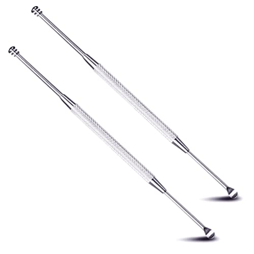 Luxxii 2 Pack - Stainless Steel Ear Spoon Portable Double-Ended Ear Pick Ear Wax Removal Tools Cleaning Ear Cleaner Spoon Spiral Ear Clean Tool
