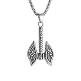 Genérico Collar de hombre para mujeres, colgante de hacha de batalla de doble cara Collar de hacha de mitología nórdica Amuleto de motorista masculino joyería al por mayor