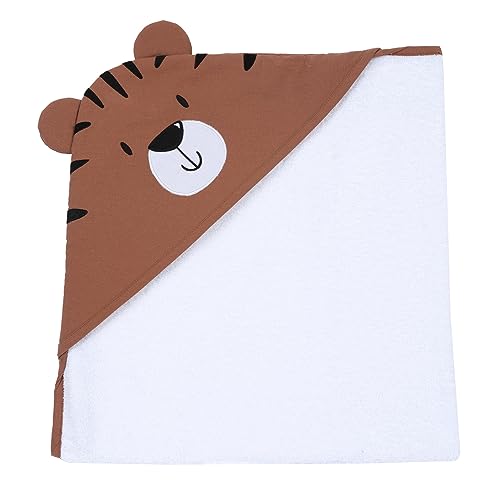 Chicco, Albornoz cuadrado de rizo de algodón con osito para bebé, Color blanco., Talla única