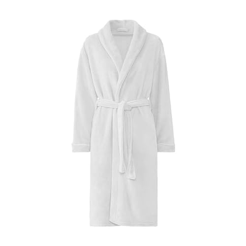 GREATOYAR Albornoz de Ducha para Hombre o Mujer, Albornoz de Rizo, Bata de Baño, Pijama, 100% Algodón, Talla M-L, Color Blanco