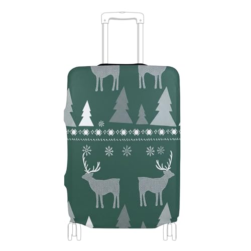 Joisal Prints Suitcase Covers Luggage Protector Custom Personalized Green Christmas Tree Deer Travel Essentials for Women, S, Fits 18-20 Inch Case