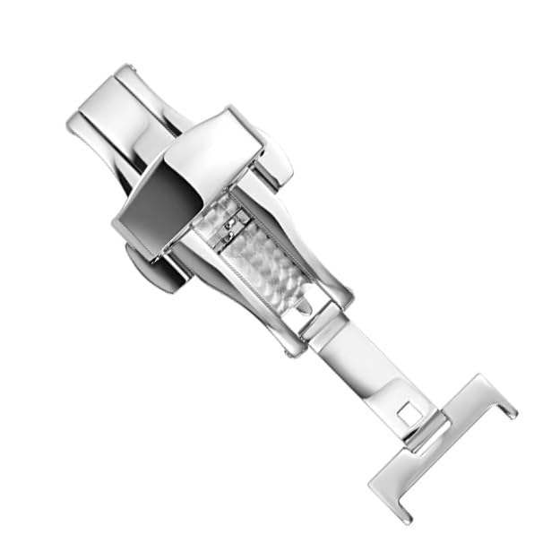 Image of Butterfly Lock Watch Strap Clasp, Stainless Steel, Silver, 18mm /20mm /22mm, Replacement Buckle for Watch Bands