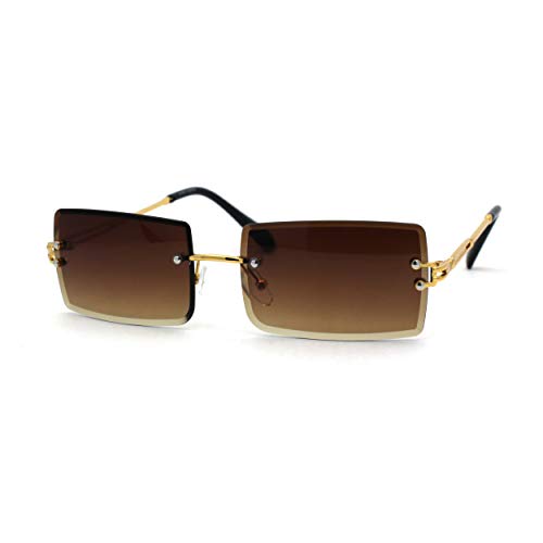 SA106 Mens Luxury Rimless Squared Rectangular Fashion Sunglasses2