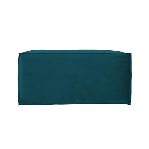 Factory Direct Partners Velvety and Vinyl Overstuffed Rectangle Ottoman for Living Room, Lounge, Office - Peacock
