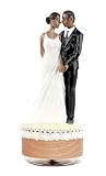 Biscount African American Couple Wedding Music Box - Rotating Wedding Decor Musical Gift for Wedding Decorations, Anniversary,Engagements,Valentine’s Day,Bridal Accessories