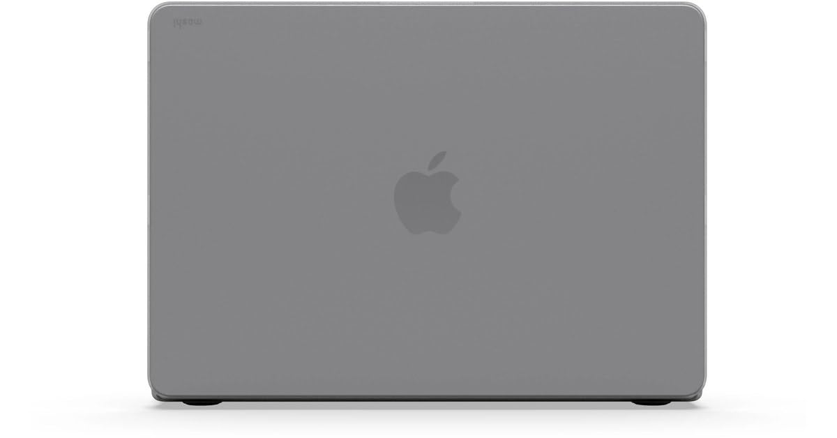 Moshi iGlaze Hard Shell Case for MacBook Air 13.6" (M2/M3/M4) Anti-Scratch, Anti-Scratch, Easy Installation, Anti-Slip, Slim, Lightweight, Good Heat Dissipation, Stealth Clear (Stealth Black)