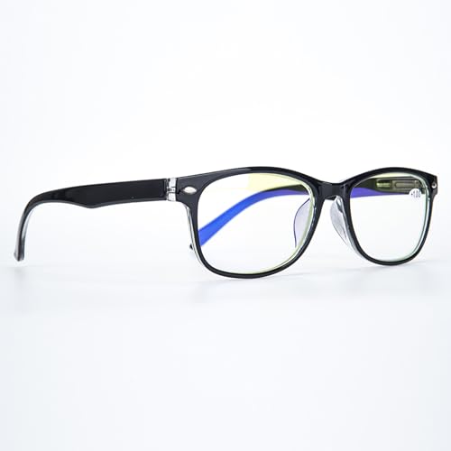 LANLANG Blue Light Blocking Glasses Reading Glasses for Women Men,Spring Hinge,Anti Eyestrain including 1.0-4.0 diopters,Black,L-L001