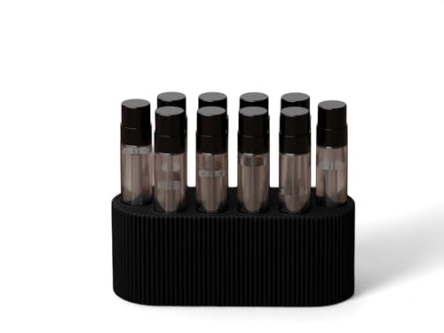 Perfume Sample Organizer for Bathroom or Vanity – Ideal Makeup and Skincare Storage, Desk and Bathroom Counter Organizer, Gift for Her ((BLACK) Fits 2mL Perfume Samples (Standard Size))