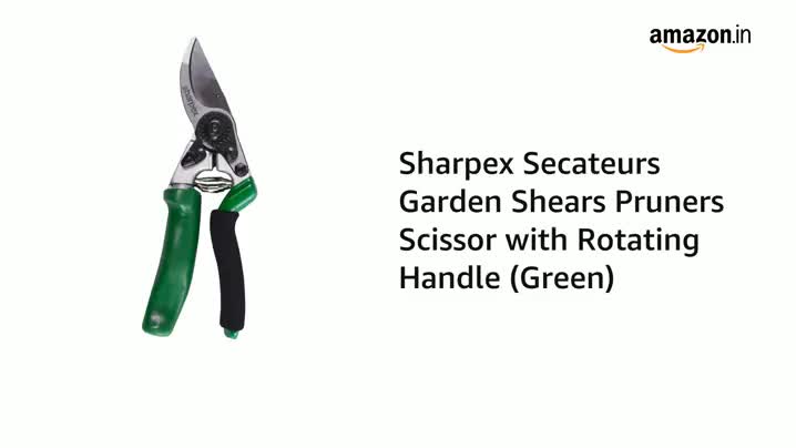 Sharpex High Carbon Steel Secateur with Razor-Sharp Blade | Polished Aluminum Construction | Advanced Spring Action | Comfortable PVC Foam Handle Grips | Ergonomic Green Design for Precision Pruning