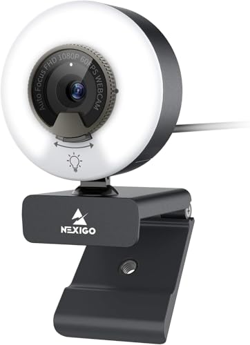NexiGo N960E 1080P 60FPS Webcam with Light, Software...