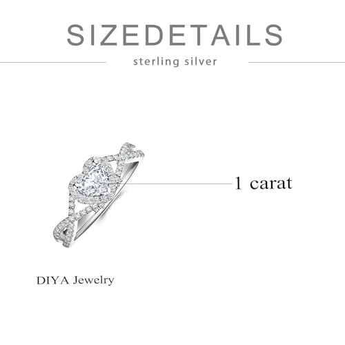 DIYA 1CT Heart Moissanite Engagement Wedding Rings for Women, 14K White Gold Plated Sterling Silver Split Shank Heart Moissanite Promise Ring for Her, Anniversary Valentines Day Gifts for Her Wife Ideal Gift for Girlfriend4
