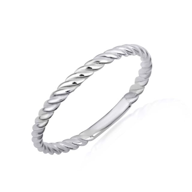 Twisted Rope Eternity Band Fine Ring Real Solid 14K Gold