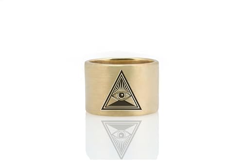 Bague maçonnique troisième œil en or au design ciselé haut de gamme