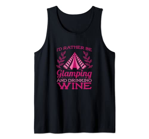 Prefiero ser un glamping beber vino lindo camping Camiseta sin Mangas