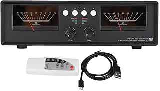 Splitter Switcher Box VU Meter Input 4 Way Stereo Switch Box Selector with Remote Control (Black Backlight)