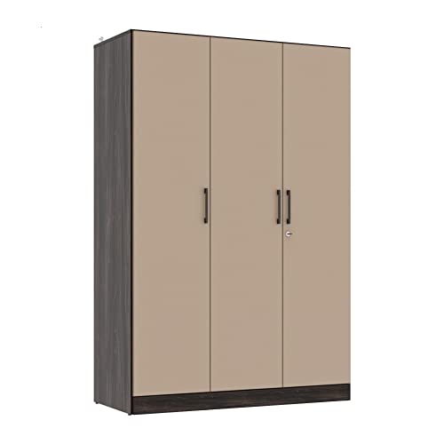 Image of Wakefit Wardrobe | 1 Year Warranty | Engineered Wood Almirah, Cupboard for Clothes Storage | 3 Door, 6 Shelves, 1 Drawer, 1 Hanging Space | Cashmere Plus - Wyoming Maple-Frappe