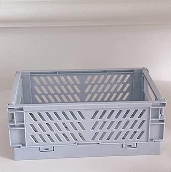 BCDZZCollapsible Storage Box Plastic Small Portable Durable Foldable Storage Crates Stackable Basket for Cosmetic Container Desktop Office Supplies,Blue